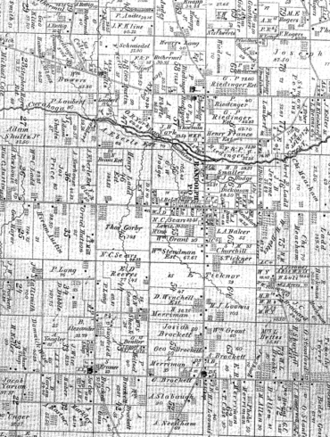 Image of a 19th century map of Randolph, Ohio, parcels